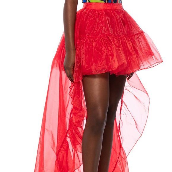 Stasia Ride this Train: Big Red Tulle Hi Low Skirt Small - Picture 8 of 8
